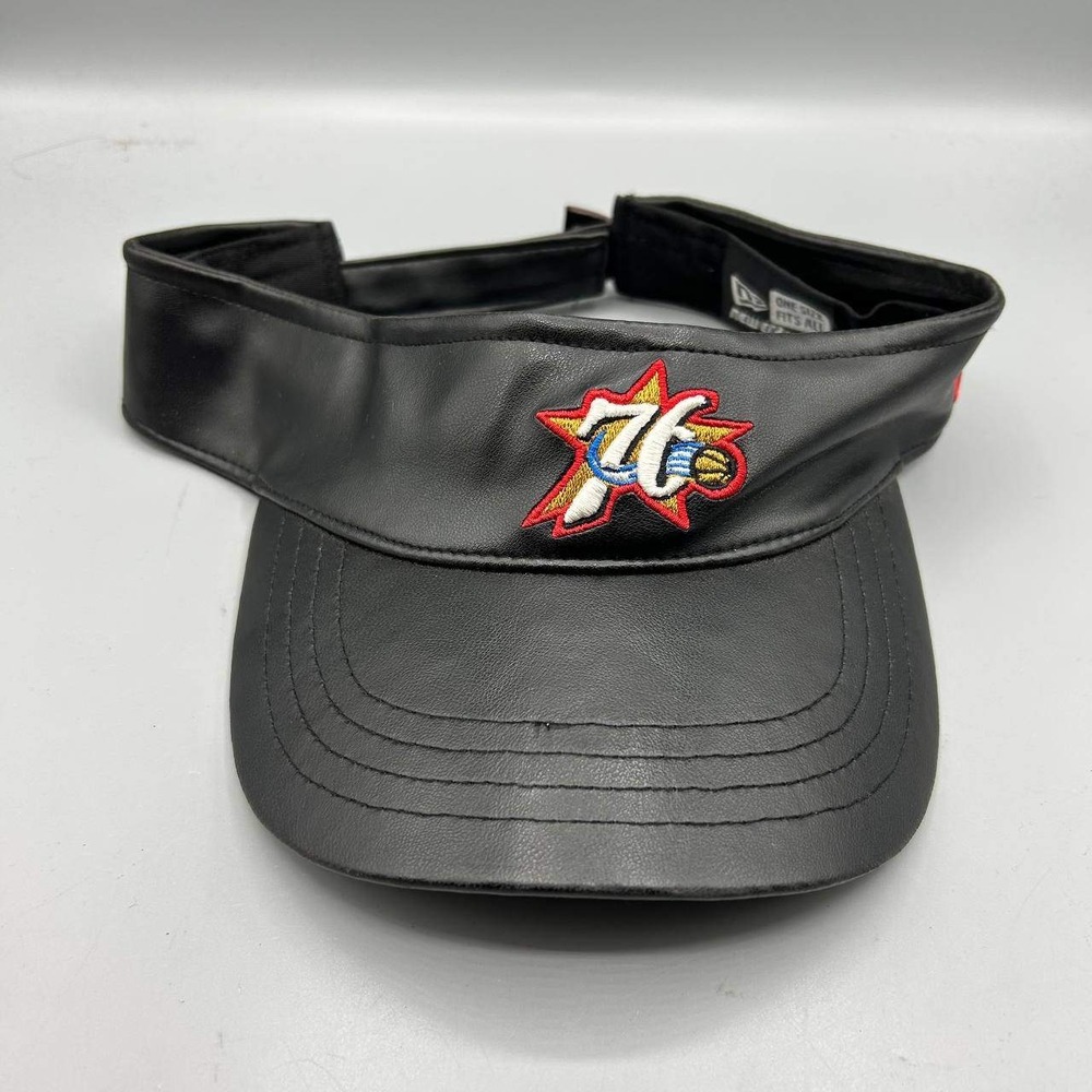 Philadelphia 76ers NBA Visor Hat Men Black Leather New Era Strap Back Cap